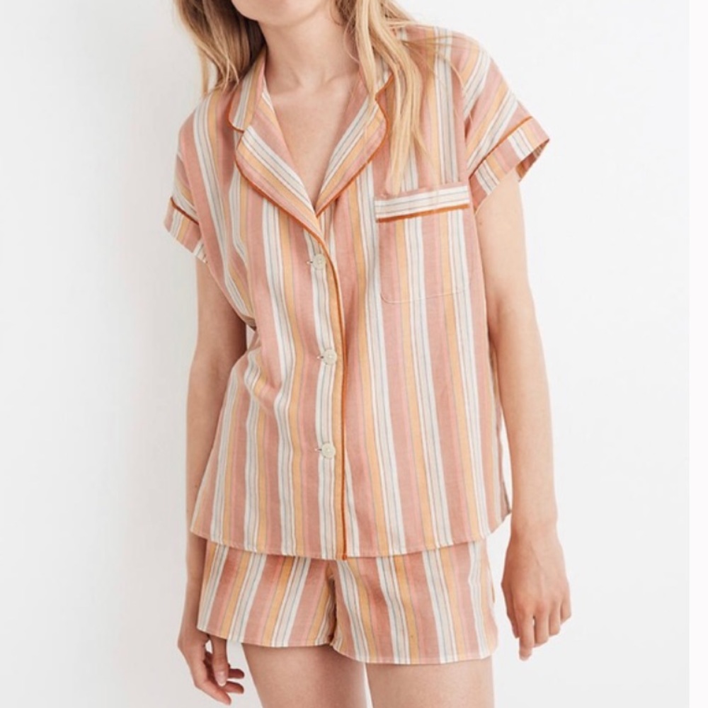 Madewell Pajama Top in Rainbow Stripe